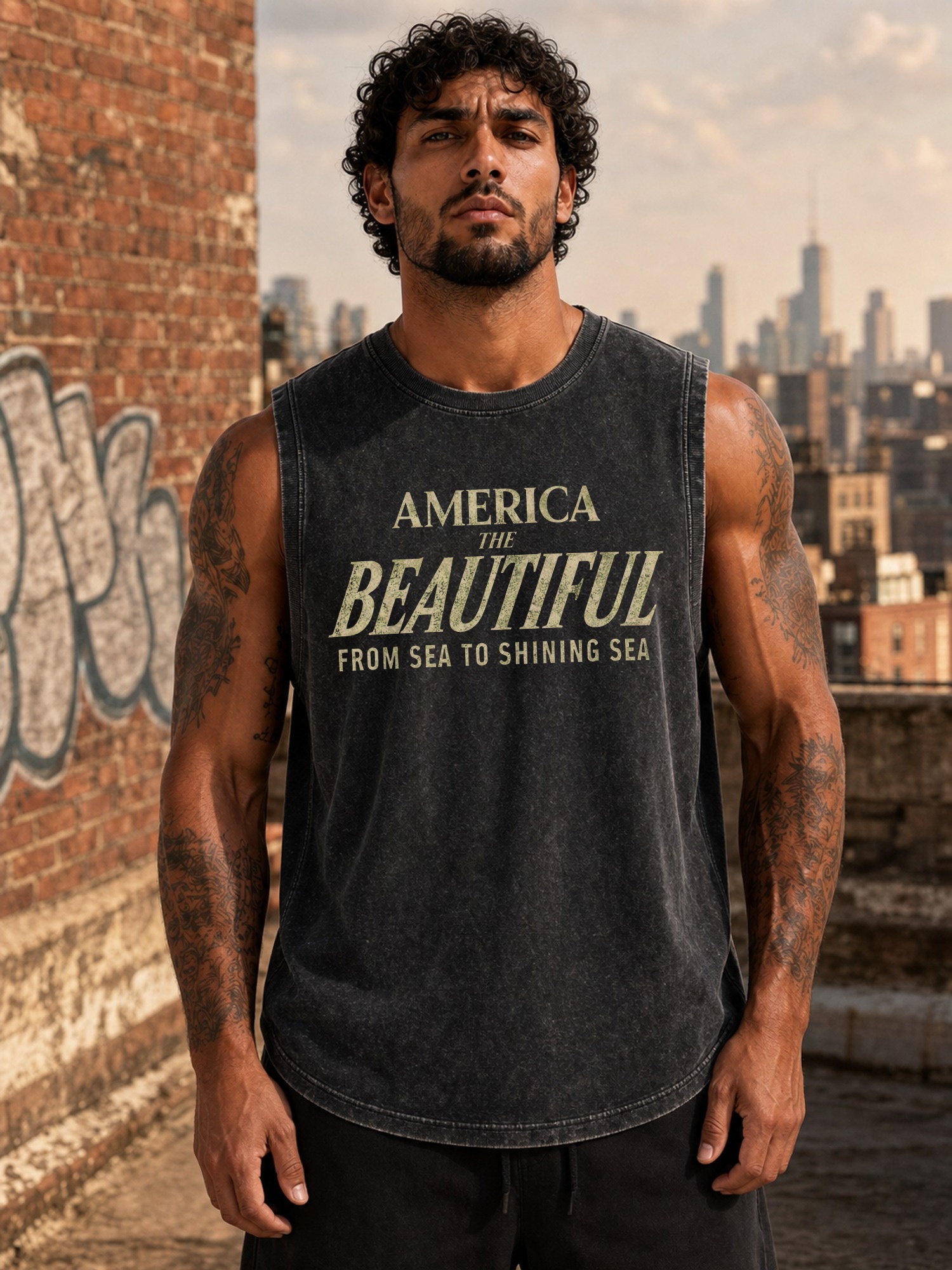 Distressed Vintage Americana Patriotic Typography Slogan