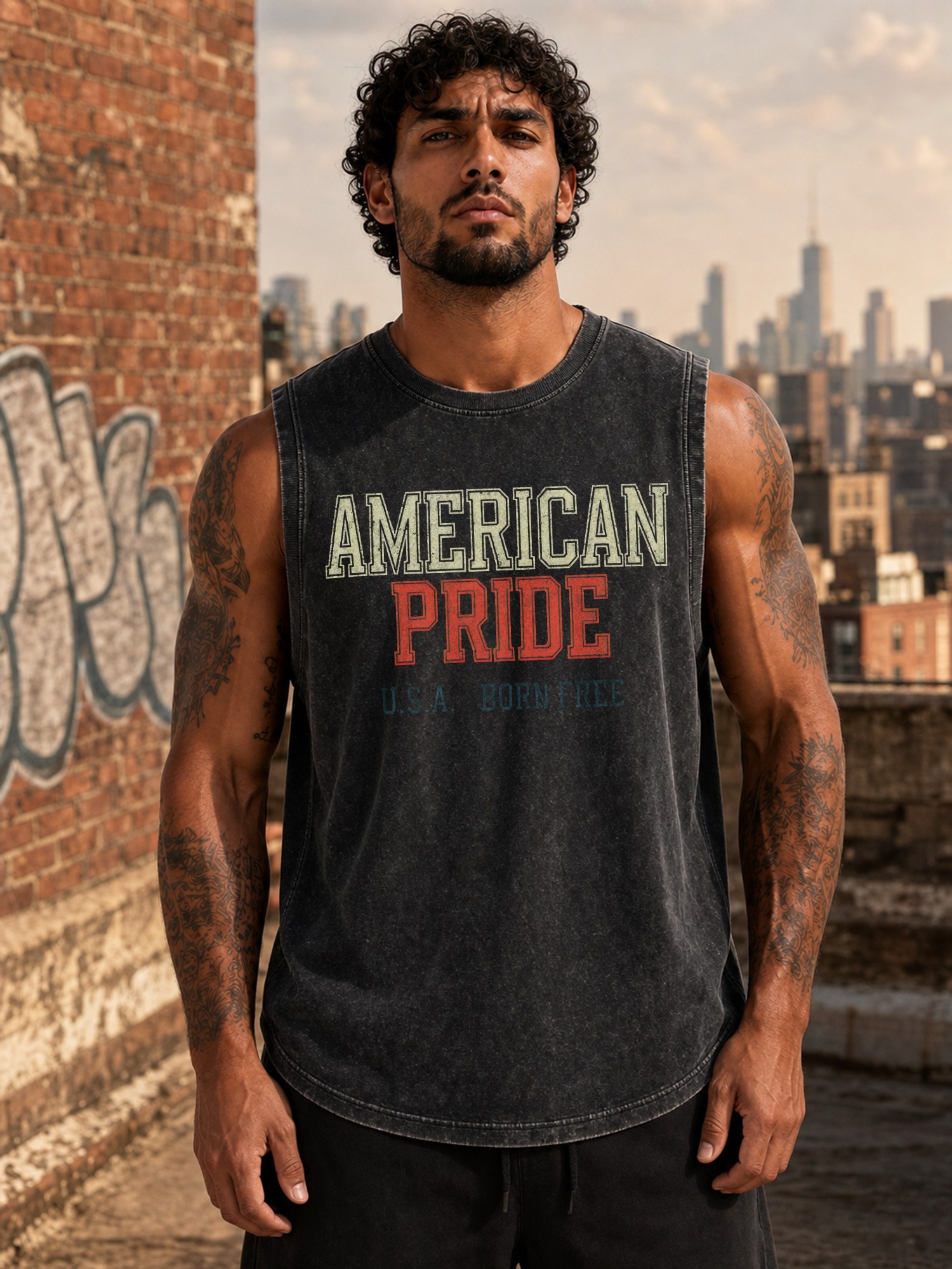 Vintage Distressed Americana Patriotic Slogan Typography